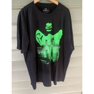 Adult 2X The Exorcist Halloween Black & Green Tshirt Short‎ Sleeve